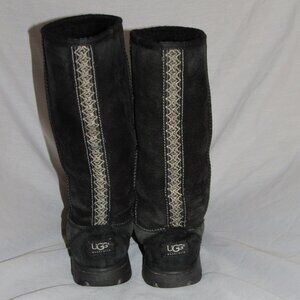 UGG 5340 Ultimate Tall Braid Black Shearling Boots Women's Sz 7